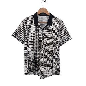 Nivo Polo Shirt Women Medium Black White Beige Chevron Zig Zag Golf Bundle of 2